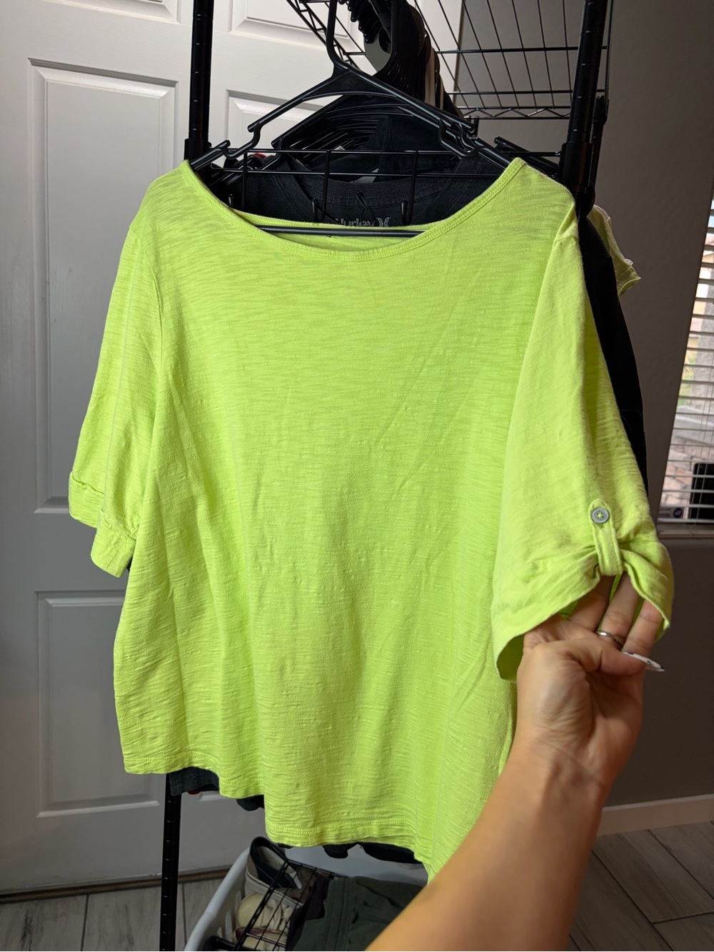 Chico's Neon Lime Short-Sleeve Boatneck Top